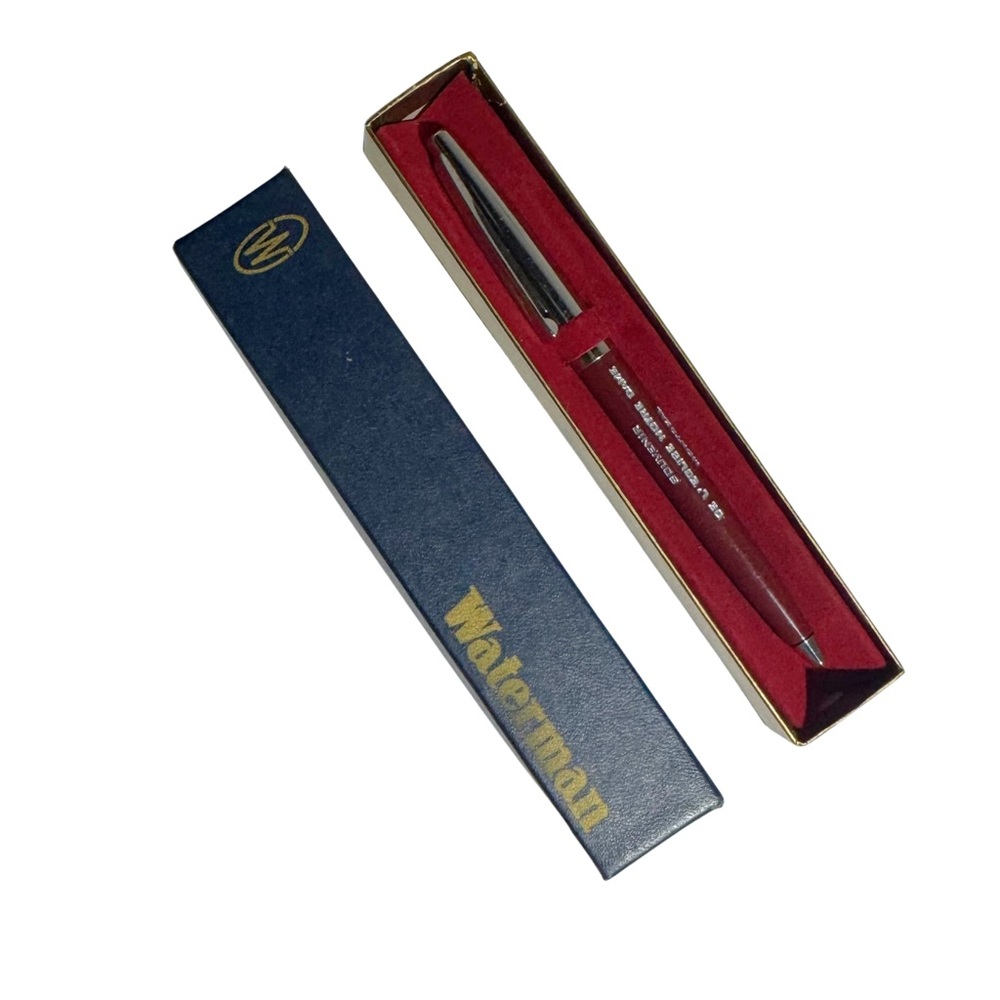 Waterman Vintage Red and Silver Engraved Pen in Box NO INK‎ Office Movie Set